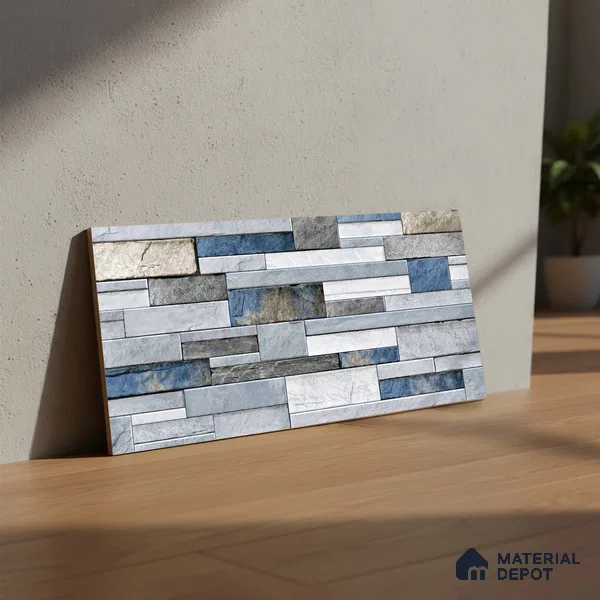 Stacked Stone Look Wall Tile TL 09434 | Matte Finish 2 ft x 1 ft Ceramic Tile - 9 mm | Suitable For Modern Facades, Outdoor Cladding, Feature Wall