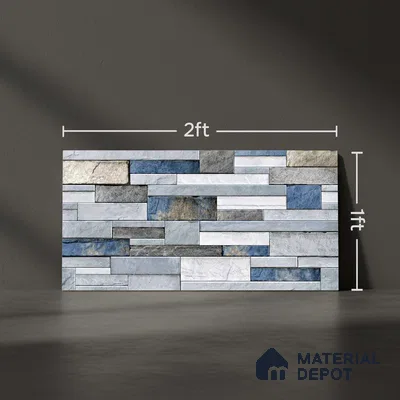 Stacked Stone Look Wall Tile TL 09434 | Matte Finish 2 ft x 1 ft Ceramic Tile - 9 mm | Suitable For Modern Facades, Outdoor Cladding, Feature Wall