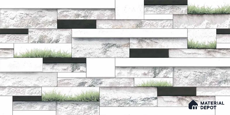 Stacked Stone Look Wall Tile TL 09430 | Matte Finish 2 ft x 1 ft Ceramic Tile - 9 mm | Suitable For Modern Facades, Outdoor Cladding, Feature Wall