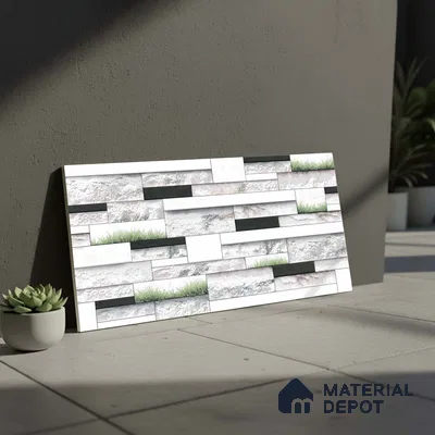 Stacked Stone Look Wall Tile TL 09430 | Matte Finish 2 ft x 1 ft Ceramic Tile - 9 mm | Suitable For Modern Facades, Outdoor Cladding, Feature Wall