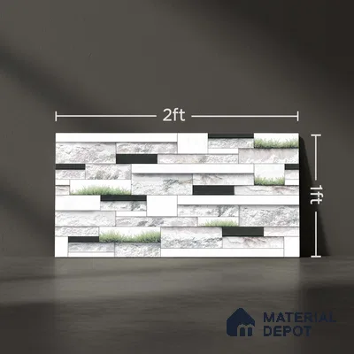 Stacked Stone Look Wall Tile TL 09430 | Matte Finish 2 ft x 1 ft Ceramic Tile - 9 mm | Suitable For Modern Facades, Outdoor Cladding, Feature Wall