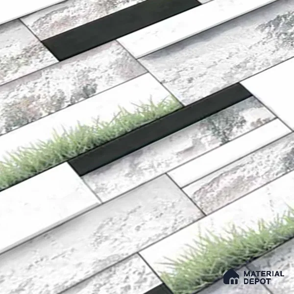 Stacked Stone Look Wall Tile TL 09430 | Matte Finish 2 ft x 1 ft Ceramic Tile - 9 mm | Suitable For Modern Facades, Outdoor Cladding, Feature Wall