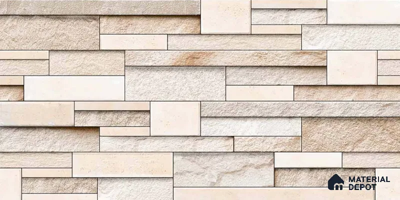 TL 07078 Creamy Stack Stone 2 ft x 1 ft Matte Finish Ceramic Elevation Wall Tile - 9 mm