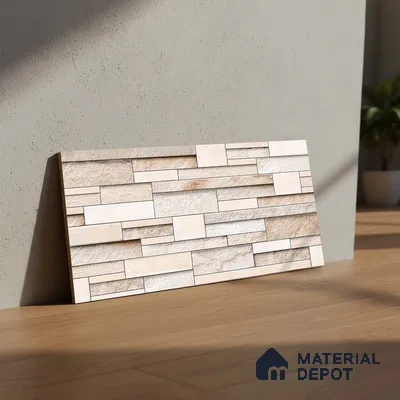 TL 07078 Creamy Stack Stone 2 ft x 1 ft Matte Finish Ceramic Elevation Wall Tile - 9 mm