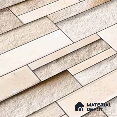 TL 07078 Creamy Stack Stone 2 ft x 1 ft Matte Finish Ceramic Elevation Wall Tile - 9 mm