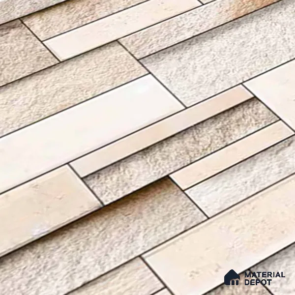 TL 07078 Creamy Stack Stone 2 ft x 1 ft Matte Finish Ceramic Elevation Wall Tile - 9 mm