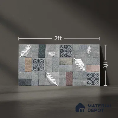 Stone Look Wall Tile TL 09437 | Matte Finish 2 ft x 1 ft Ceramic Tile - 9 mm | Suitable For Modern Facades, Outdoor Cladding, Feature Wall
