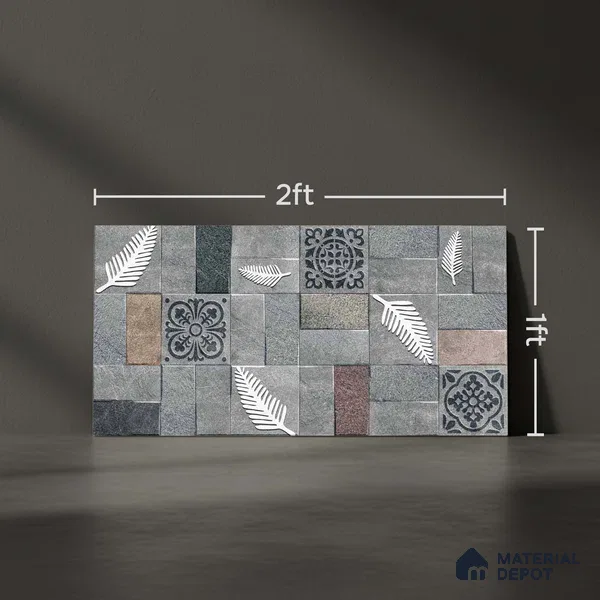 Stone Look Wall Tile TL 09437 | Matte Finish 2 ft x 1 ft Ceramic Tile - 9 mm | Suitable For Modern Facades, Outdoor Cladding, Feature Wall