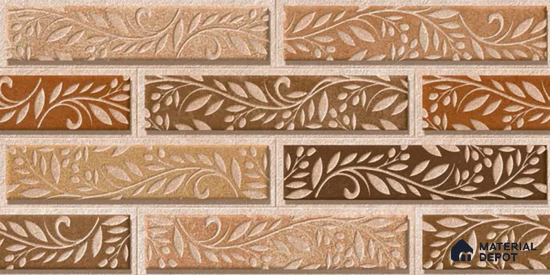 Floral Look Wall Tile TL 09428 | Matte Finish 2 ft x 1 ft Ceramic Tile - 9 mm | Suitable For Modern Facades, Outdoor Cladding, Feature Wall | Please Expect a Slight Variation of Pattern