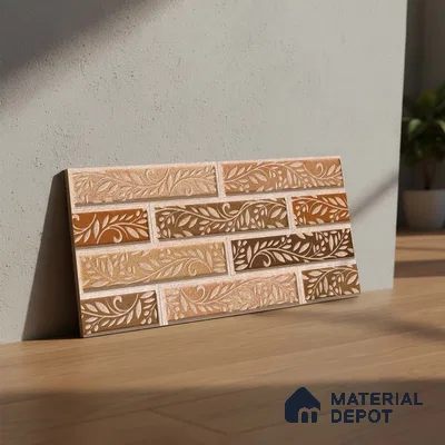 Floral Look Wall Tile TL 09428 | Matte Finish 2 ft x 1 ft Ceramic Tile - 9 mm | Suitable For Modern Facades, Outdoor Cladding, Feature Wall | Please Expect a Slight Variation of Pattern