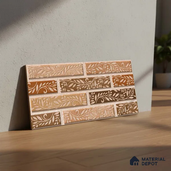 Floral Look Wall Tile TL 09428 | Matte Finish 2 ft x 1 ft Ceramic Tile - 9 mm | Suitable For Modern Facades, Outdoor Cladding, Feature Wall | Please Expect a Slight Variation of Pattern