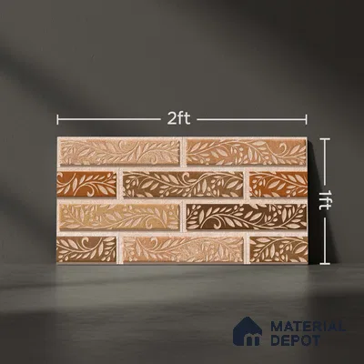 Floral Look Wall Tile TL 09428 | Matte Finish 2 ft x 1 ft Ceramic Tile - 9 mm | Suitable For Modern Facades, Outdoor Cladding, Feature Wall | Please Expect a Slight Variation of Pattern