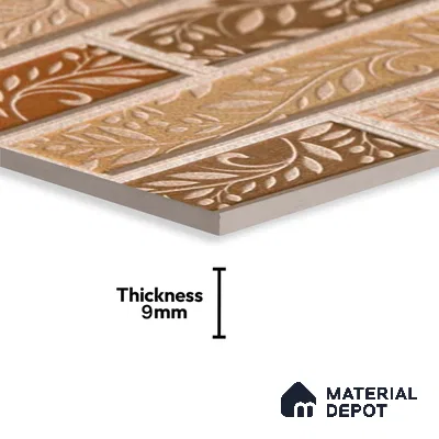 Floral Look Wall Tile TL 09428 | Matte Finish 2 ft x 1 ft Ceramic Tile - 9 mm | Suitable For Modern Facades, Outdoor Cladding, Feature Wall | Please Expect a Slight Variation of Pattern