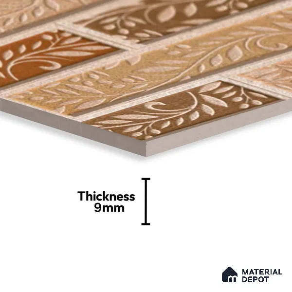 Floral Look Wall Tile TL 09428 | Matte Finish 2 ft x 1 ft Ceramic Tile - 9 mm | Suitable For Modern Facades, Outdoor Cladding, Feature Wall | Please Expect a Slight Variation of Pattern