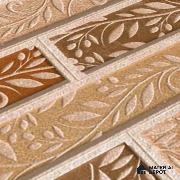 Floral Look Wall Tile TL 09428 | Matte Finish 2 ft x 1 ft Ceramic Tile - 9 mm | Suitable For Modern Facades, Outdoor Cladding, Feature Wall | Please Expect a Slight Variation of Pattern