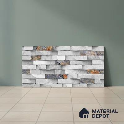 Stacked Stone Look Wall Tile TL 09432 | Matte Finish 2 ft x 1 ft Ceramic Tile - 9 mm | Suitable For Modern Facades, Outdoor Cladding, Feature Wall