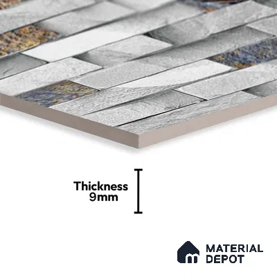 Stacked Stone Look Wall Tile TL 09432 | Matte Finish 2 ft x 1 ft Ceramic Tile - 9 mm | Suitable For Modern Facades, Outdoor Cladding, Feature Wall
