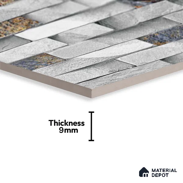Stacked Stone Look Wall Tile TL 09432 | Matte Finish 2 ft x 1 ft Ceramic Tile - 9 mm | Suitable For Modern Facades, Outdoor Cladding, Feature Wall