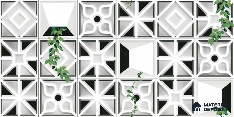 Patterned Look Wall Tile TL 09431 | Matte Finish 2 ft x 1 ft Ceramic Tile - 9 mm | Suitable For Modern Facades, Outdoor Cladding, Feature Wall | Please Expect a Slight Variation of Pattern