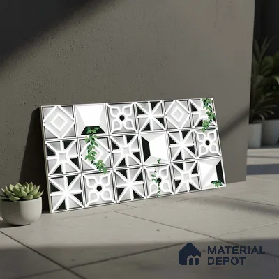 Patterned Look Wall Tile TL 09431 | Matte Finish 2 ft x 1 ft Ceramic Tile - 9 mm | Suitable For Modern Facades, Outdoor Cladding, Feature Wall | Please Expect a Slight Variation of Pattern