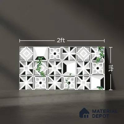 Patterned Look Wall Tile TL 09431 | Matte Finish 2 ft x 1 ft Ceramic Tile - 9 mm | Suitable For Modern Facades, Outdoor Cladding, Feature Wall | Please Expect a Slight Variation of Pattern