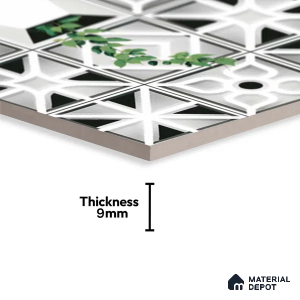 Patterned Look Wall Tile TL 09431 | Matte Finish 2 ft x 1 ft Ceramic Tile - 9 mm | Suitable For Modern Facades, Outdoor Cladding, Feature Wall | Please Expect a Slight Variation of Pattern