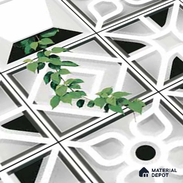 Patterned Look Wall Tile TL 09431 | Matte Finish 2 ft x 1 ft Ceramic Tile - 9 mm | Suitable For Modern Facades, Outdoor Cladding, Feature Wall | Please Expect a Slight Variation of Pattern