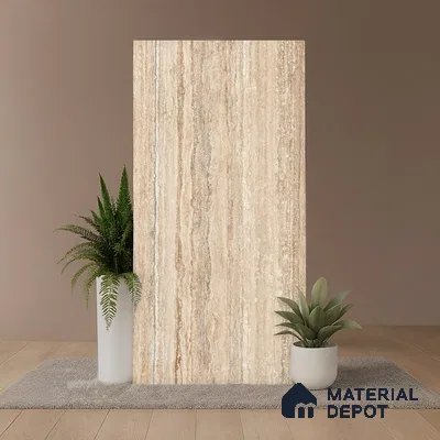 TL 10315 B  Look Floor & Wall Tile Latina Travertino Brown 4 ft x 2 ft Matte Finish Vitrified Tile - 9 mm
