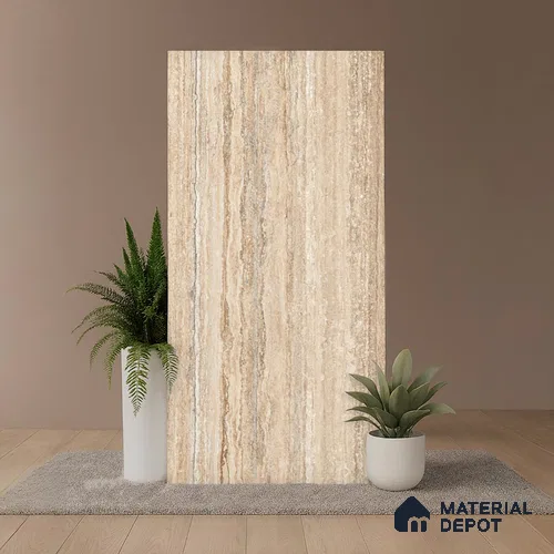TL 10315 B  Look Floor & Wall Tile Latina Travertino Brown 4 ft x 2 ft Matte Finish Vitrified Tile - 9 mm