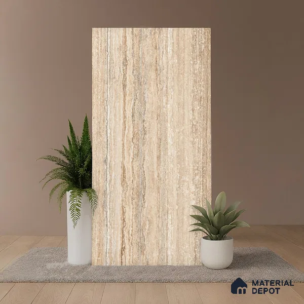 TL 10315 B Look Floor & Wall Tile Latina Travertino Brown 4 ft x 2 ft Matte Finish Vitrified Tile - 9 mm