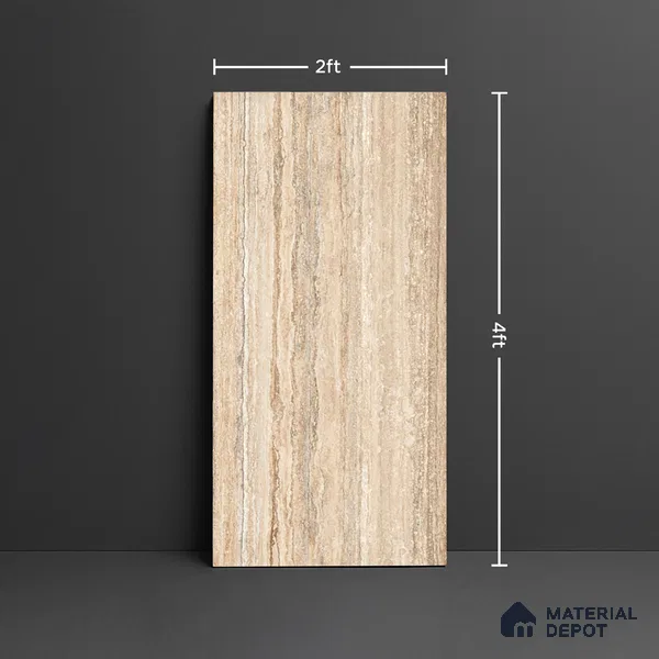 TL 10315 B Look Floor & Wall Tile Latina Travertino Brown 4 ft x 2 ft Matte Finish Vitrified Tile - 9 mm