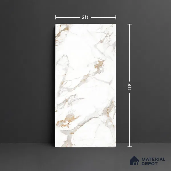 Marble Look Wall & Floor Tile TL 09015 | Matte Finish 4 ft x 2 ft Vitrified Tile - 9 mm | Suitable For Kitchen, Bathroom, Bedroom & Office