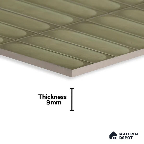 Faux Subway Look Luna Green TL 09792 C 2 ft x 1 ft Matte Finish Ceramic Wall Tile - 9 mm