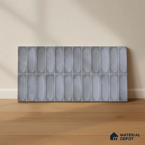 Faux Subway Wall Tile TL 09792 D Luna Grey 2 ft x 1 ft Matte Finish Ceramic Tile - 9 mm | Suitable For Kitchen Backsplash, Bathroom & Basin Accent