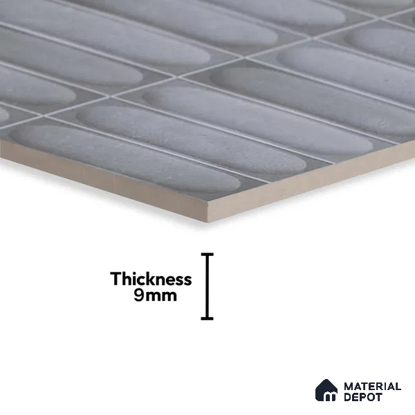 Faux Subway Wall Tile TL 09792 D Luna Grey 2 ft x 1 ft Matte Finish Ceramic Tile - 9 mm | Suitable For Kitchen Backsplash, Bathroom & Basin Accent