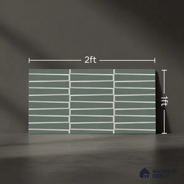 Faux Subway Look Empire Green TL 09786 B 2 ft x 1 ft Matte Finish Ceramic Wall Tile - 9 mm