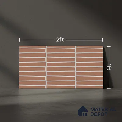 Faux Subway Wall Tile TL 09786 D Empire Red 2 ft x 1 ft Matte Finish Ceramic Tile - 9 mm | Suitable For Kitchen Backsplash, Bathroom & Basin Accent