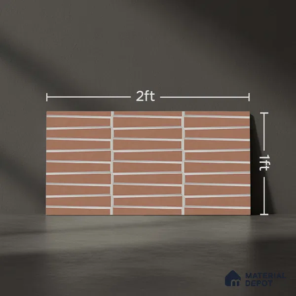 Faux Subway Wall Tile TL 09786 D Empire Red 2 ft x 1 ft Matte Finish Ceramic Tile - 9 mm | Suitable For Kitchen Backsplash, Bathroom & Basin Accent