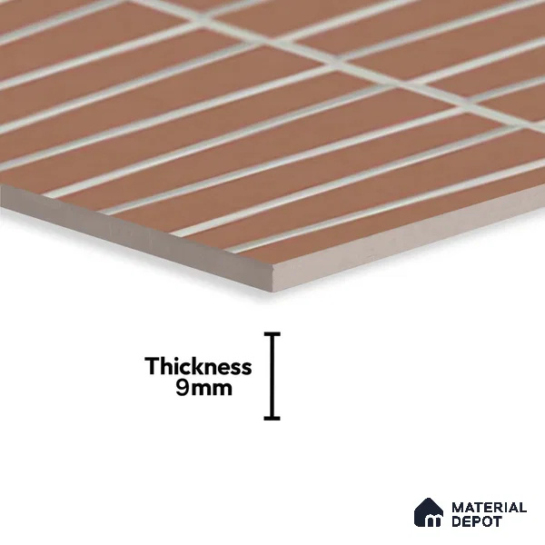 Faux Subway Wall Tile TL 09786 D Empire Red 2 ft x 1 ft Matte Finish Ceramic Tile - 9 mm | Suitable For Kitchen Backsplash, Bathroom & Basin Accent