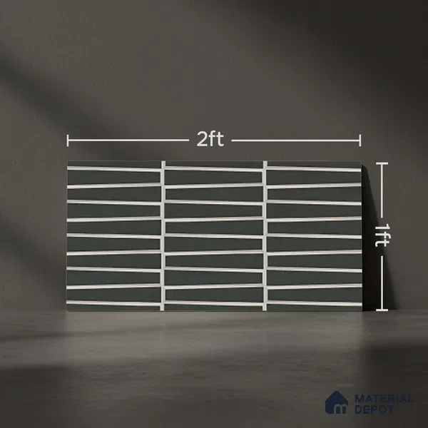 Faux Subway Wall Tile TL 09786 Empire Black 2 ft x 1 ft Matte Finish Ceramic Tile - 9 mm | Suitable For Kitchen Backsplash, Bathroom & Basin Accent