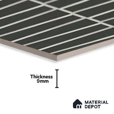 Faux Subway Wall Tile TL 09786 Empire Black 2 ft x 1 ft Matte Finish Ceramic Tile - 9 mm | Suitable For Kitchen Backsplash, Bathroom & Basin Accent