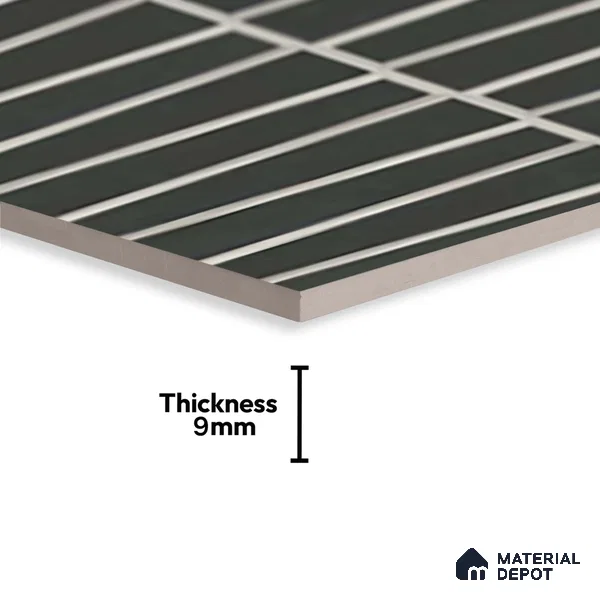 Faux Subway Wall Tile TL 09786 Empire Black 2 ft x 1 ft Matte Finish Ceramic Tile - 9 mm | Suitable For Kitchen Backsplash, Bathroom & Basin Accent