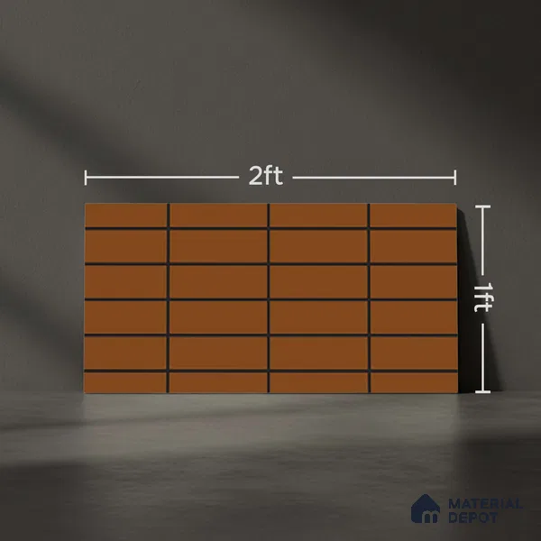 Brick Wall Tile Orange Alloy P-127 TL 09778 2 ft x 1 ft Matte Finish Ceramic Tile - 9 mm