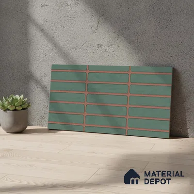 Subway Look Gama Green TL 09787 B 2 ft x 1 ft Matte Finish Ceramic Wall Tile - 9 mm | Please Expect a Slight Variation of Pattern