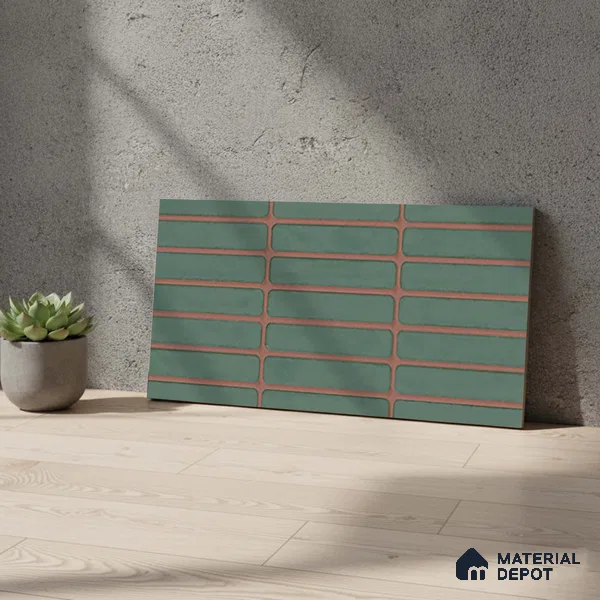 Subway Look Gama Green TL 09787 B 2 ft x 1 ft Matte Finish Ceramic Wall Tile - 9 mm | Please Expect a Slight Variation of Pattern