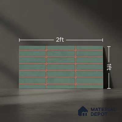 Subway Look Gama Green TL 09787 B 2 ft x 1 ft Matte Finish Ceramic Wall Tile - 9 mm | Please Expect a Slight Variation of Pattern