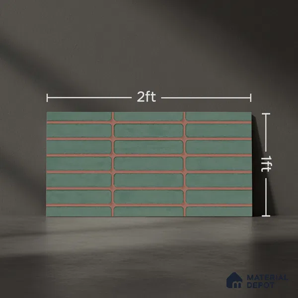 Subway Look Gama Green TL 09787 B 2 ft x 1 ft Matte Finish Ceramic Wall Tile - 9 mm | Please Expect a Slight Variation of Pattern