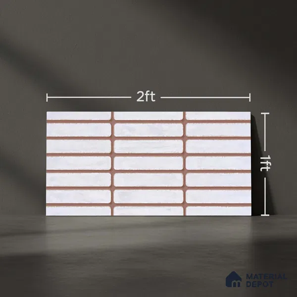 Subway Look Gama White TL 09787 E 2 ft x 1 ft Matte Finish Ceramic Wall Tile - 9 mm | Please Expect a Slight Variation of Pattern