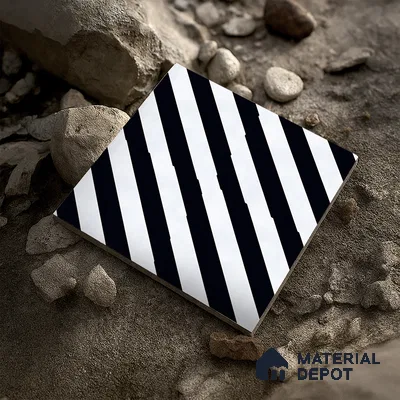 Parking Floor Tile TL 00423 Zebra White 16 x 16 inch Vitrified Anti Skid Matte Finish Heavy Duty Tile - 12 mm | Suitable For Balcony, Terrace, Bathroom | Pattern Alignment May Vary | 2-3 mm Spacer is Mandatory