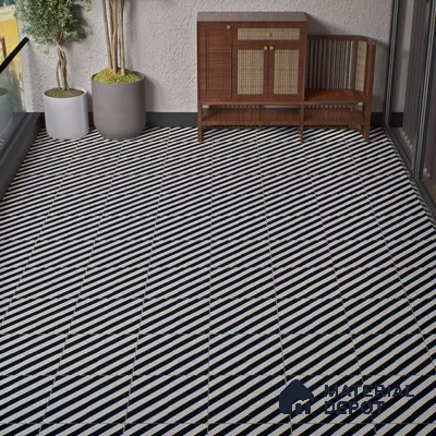 Parking Floor Tile TL 00423 Zebra White 16 x 16 inch Vitrified Anti Skid Matte Finish Heavy Duty Tile - 12 mm | Suitable For Balcony, Terrace, Bathroom | Pattern Alignment May Vary | 2-3 mm Spacer is Mandatory